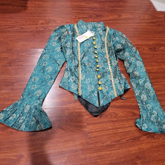 Duchess Judith The Pirate Dressing Green Gold Brocade Jacket Ren Faire Small NWT - Picture 14 of 15